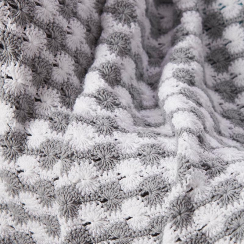 Crochet Throw Kit with Pattern and Yarn - Cloudburst Design, 41x52 Inches