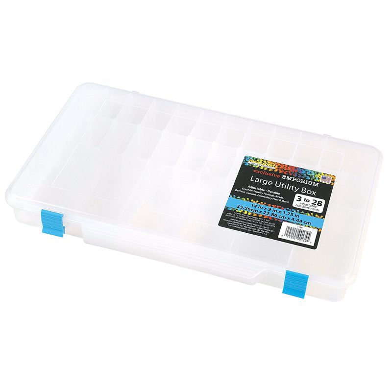 Large Clear Plastic Utility Storage Box with Adjustable Compartments
