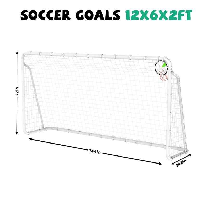 6x12ft Portable Soccer Goals for Backyard – High-Strength Net, Weather-Resistant Steel Frame