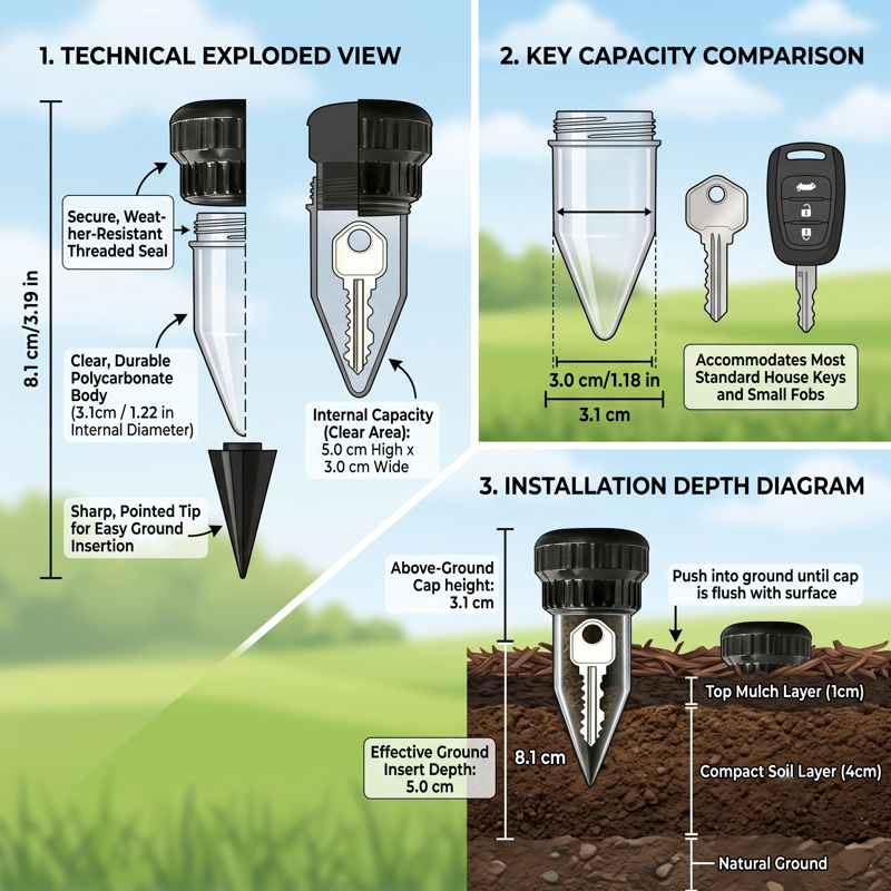 Outdoor Garden Sprinkler Head Safe - Waterproof Hidden Storage Box for Keys Cash Jewelry