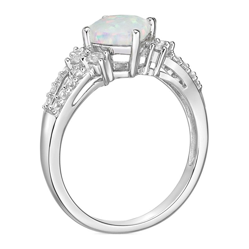 Sterling Silver Opal & White Sapphire Ring - Hypoallergenic Jewelry