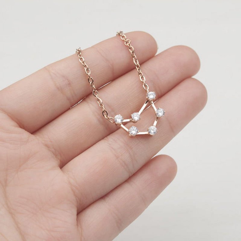 Constellation Zodiac Necklace - Astrology Pendant in Gold Silver Rose Gold