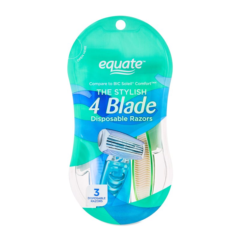 Disposable Women's 4-Blade Razors Pack - Sensitive Skin, Color Vary