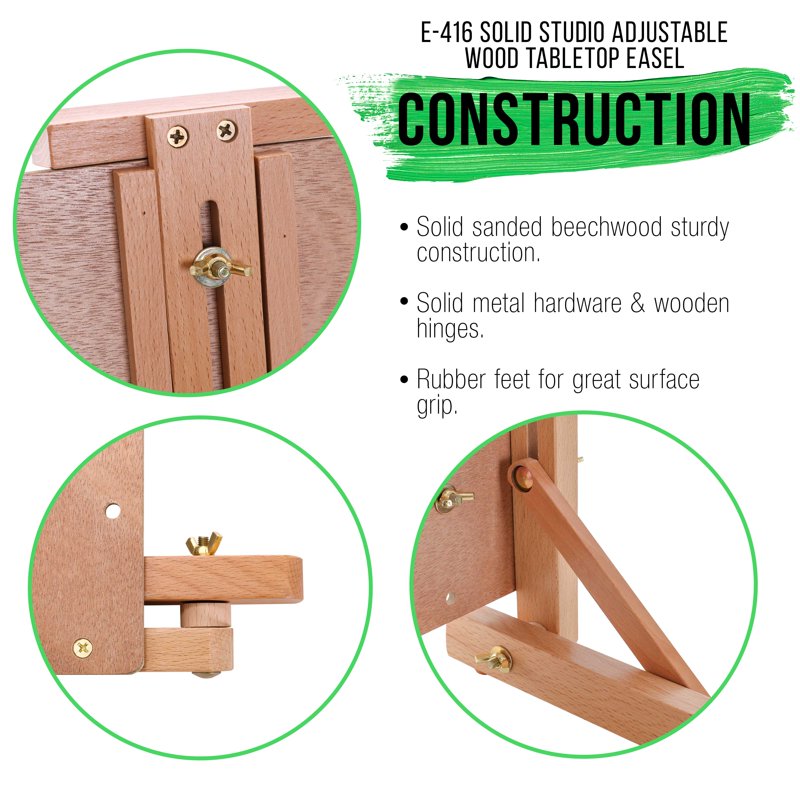 Adjustable Wooden Artist Easel - Desktop Studio Painting & Drawing Board, 27"