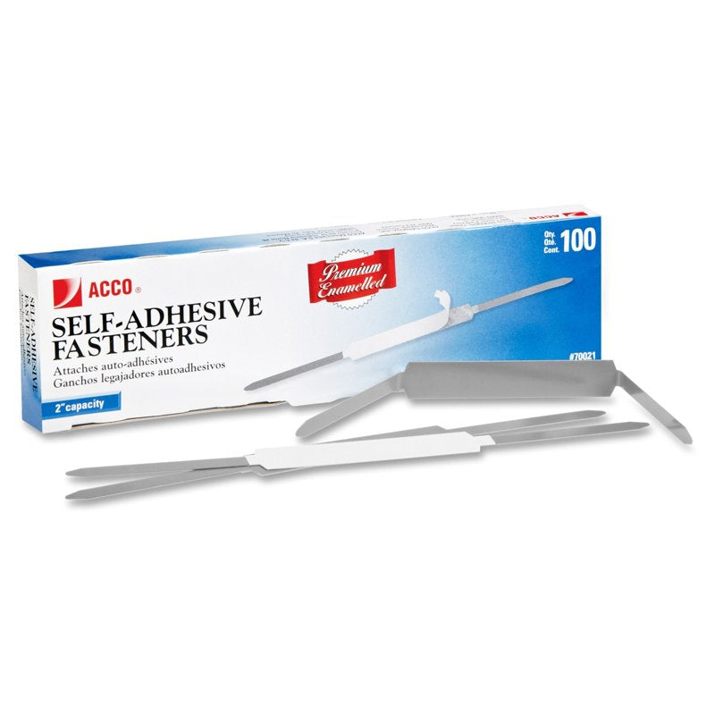 Self-Adhesive Paper File Fasteners 2-Inch Capacity 100 Pack Office Organization