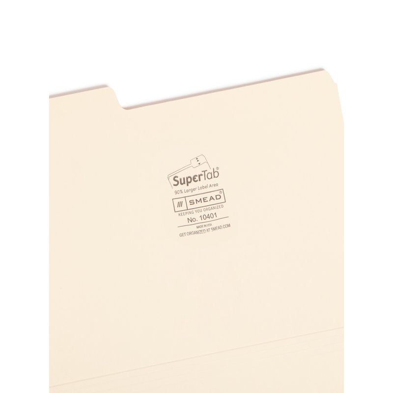 Heavyweight Manila File Folders with Oversized Labeling Area - Letter Size, 50 Pack