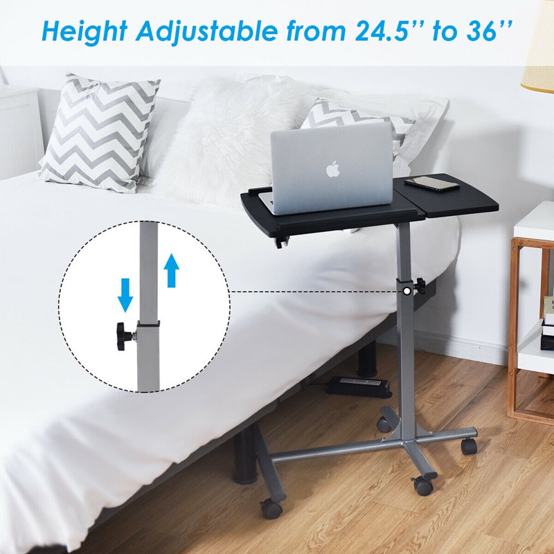 Height Adjustable Standing Laptop Desk Cart with Lockable Wheels