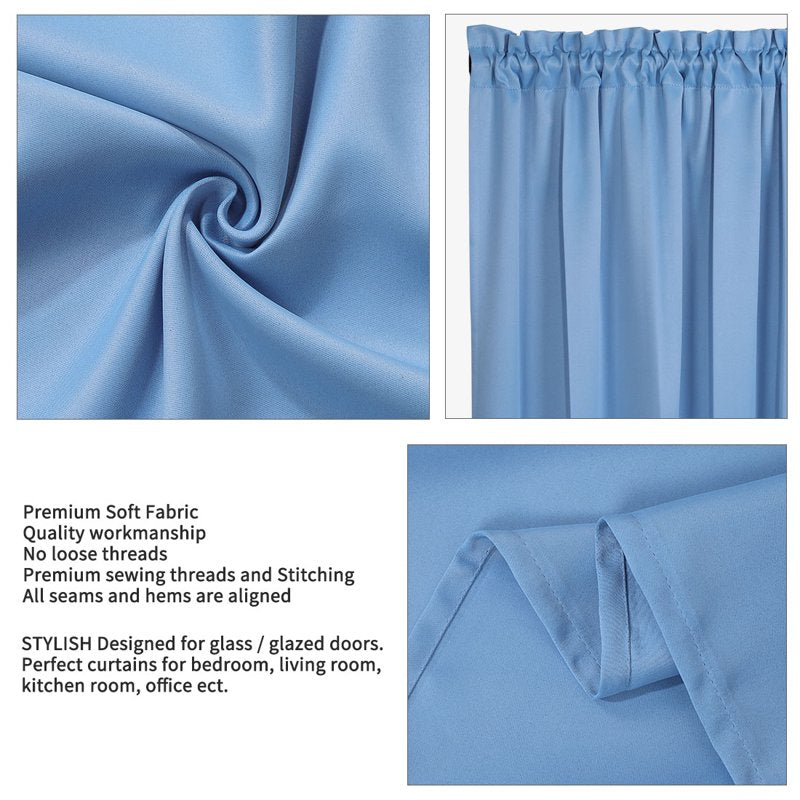 Solid Window Curtain Panel Sky Blue 25x40 Inches - Room Darkening Privacy