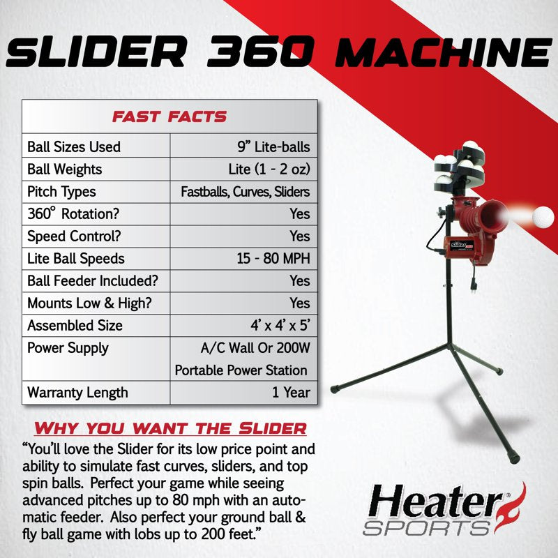 Baseball Pitching Machine with Auto Feeder - 360-Degree Fastball & Curveball Training