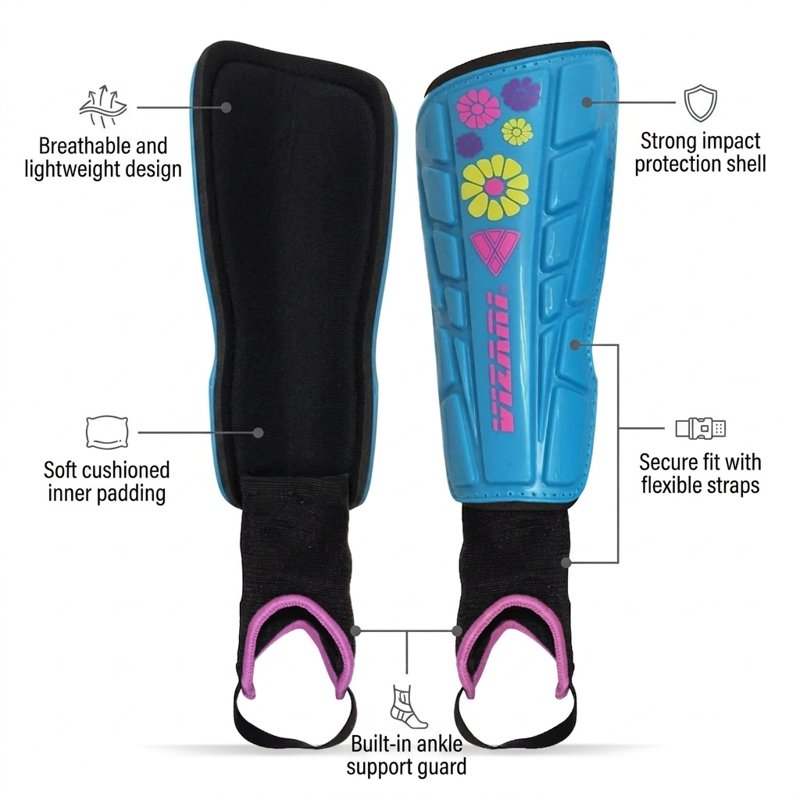 Vizari Blossom Soccer Shin Guards - XXS Blue/Pink – Lightweight Protective Gear