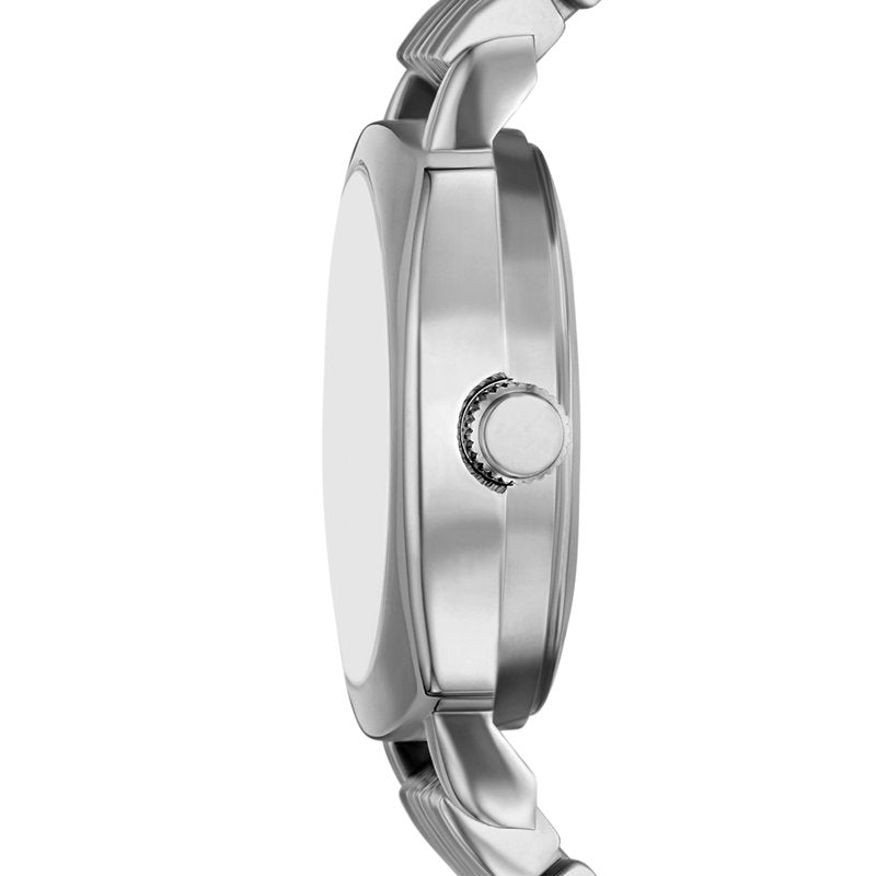 Women's Silver Square Cushion Watch 26mm with Sunray Dial & 5-Link Bracelet