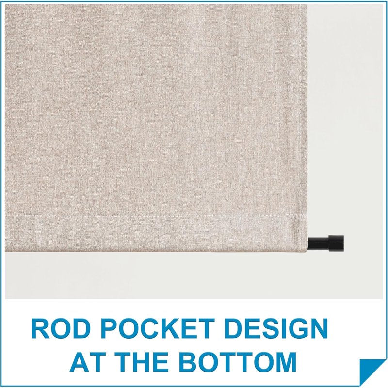 Natural Linen French Door Curtains with Privacy & Thermal Insulation - 1 Panel