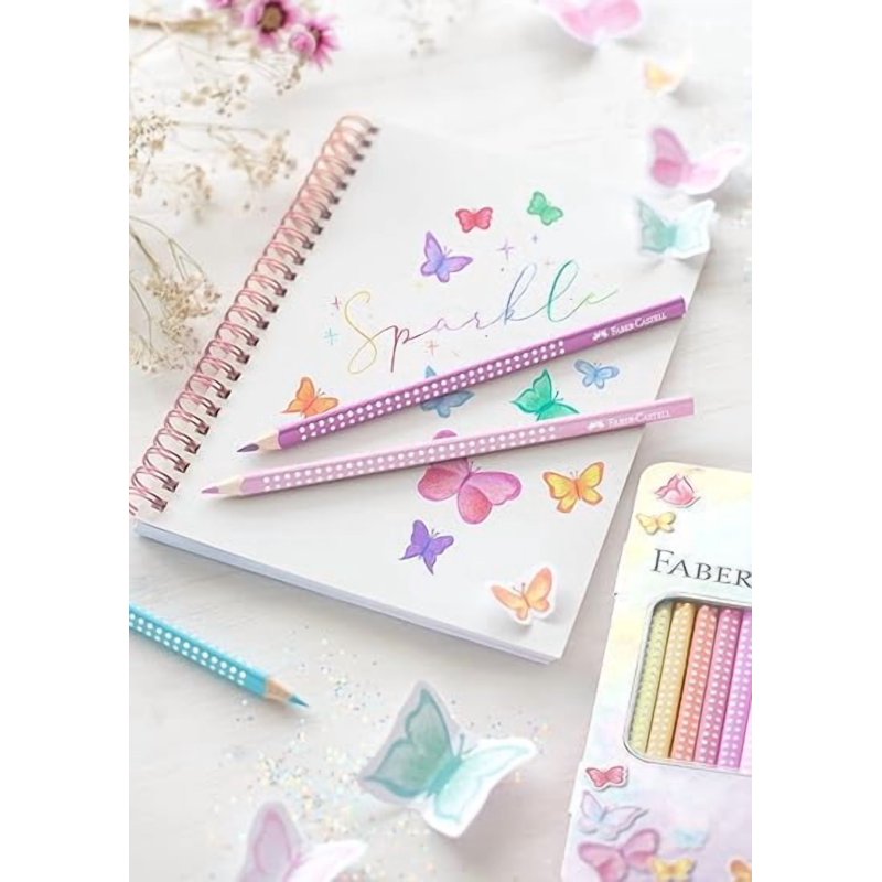 Faber-Castell Sparkle Pastel Coloring Pencils Set of 12 with Metal Case