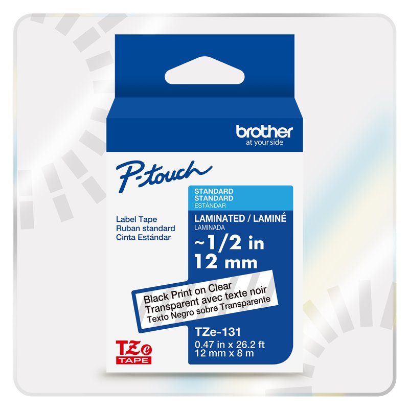 Brother Laminated Label Tape Roll - Waterproof Indoor Outdoor Use 1/2in x 26ft