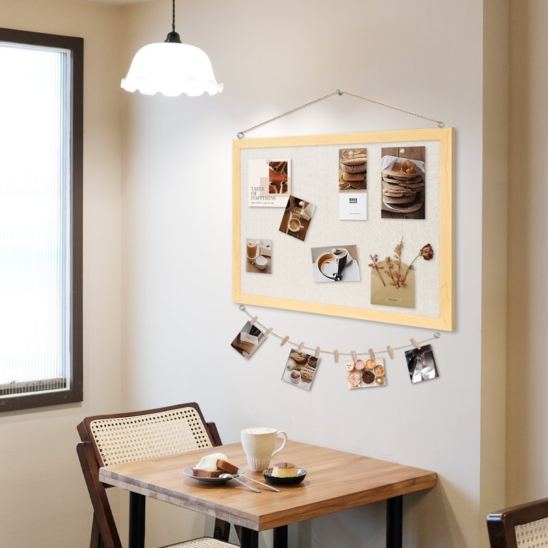 Double-Sided Bulletin Board 18x24 Inches Linen Cork Wall Decor Office Home Kitchen