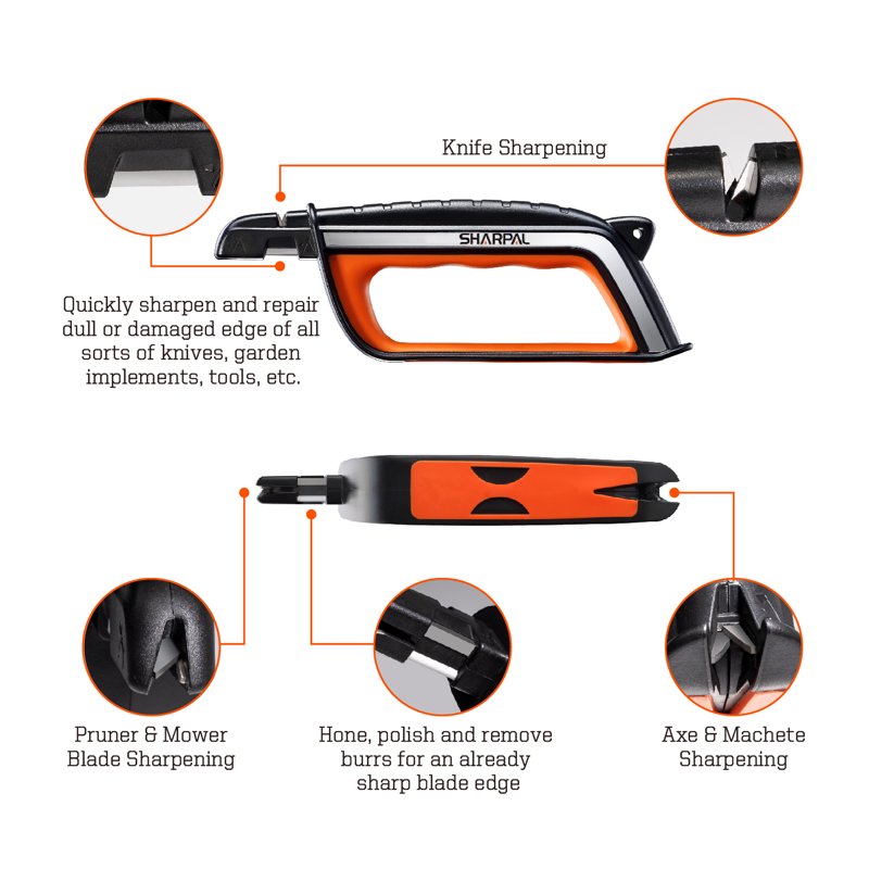 All-in-1 Knife and Garden Tool Sharpener for Pruners, Mower Blades, Axes