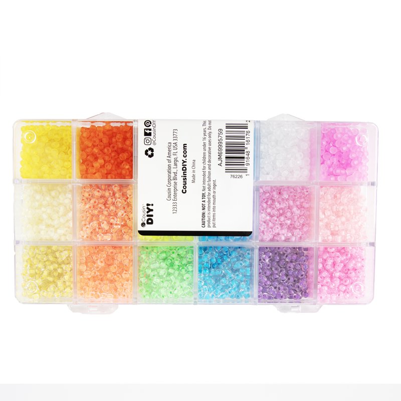Neon Glow Seed Bead Assortment with Storage Case - 4000 Pieces, 270g, Craft Jewelry Supplies