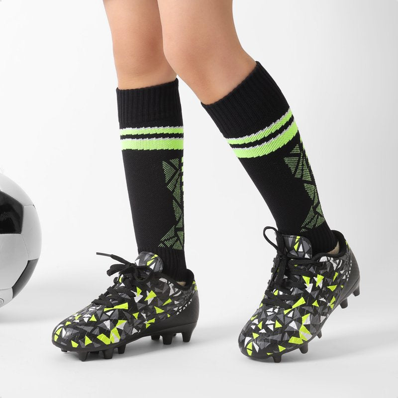 Dream Pairs Youth Soccer Cleats with Socks - Boys & Girls Kid Football Shoes 13.5 Black Neon