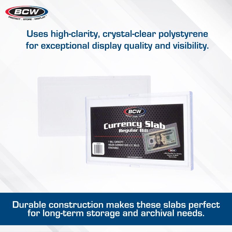 Deluxe Currency Slab - Regular Bill Display Holder for Currency Collecting