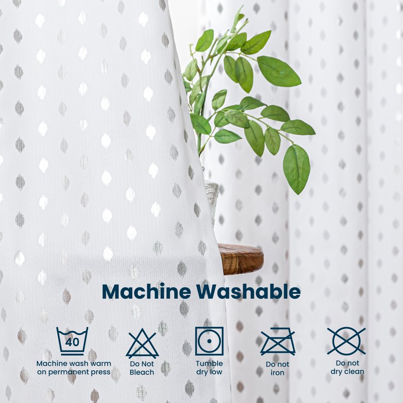 Semi Sheer Jacquard Curtain Panels - Light Filtering Window Drapes