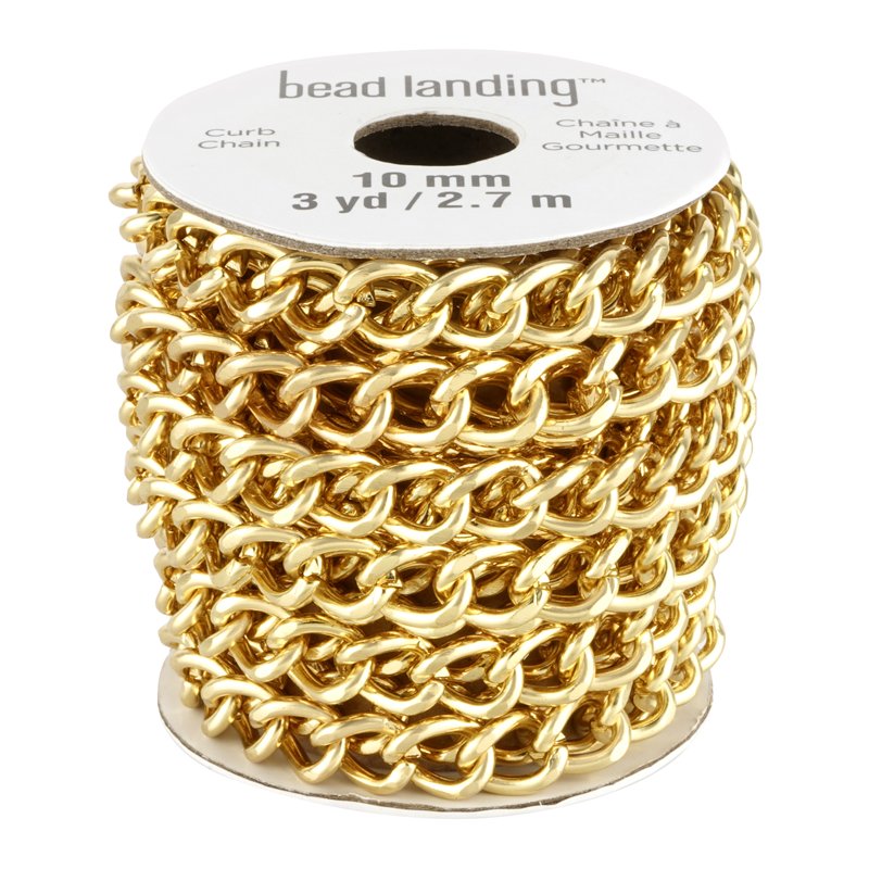 3 Yard Cable Chain for Jewelry Making - Bead Landing Gold & Rhodium Finish