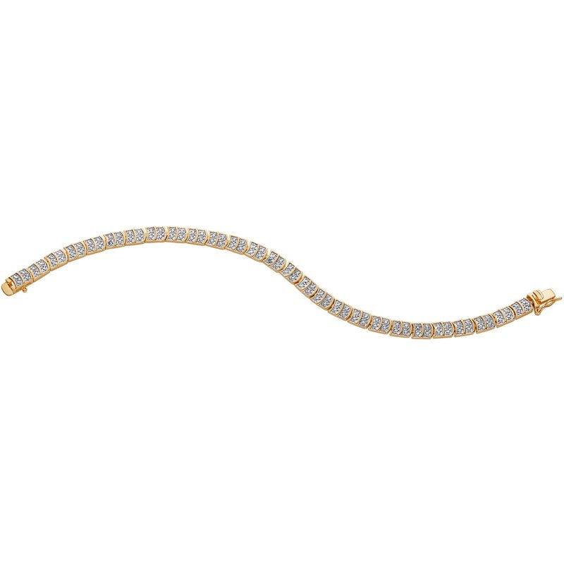 14K Gold-Plated Diamond Tennis Bracelet 8 Inch Elegant Jewelry