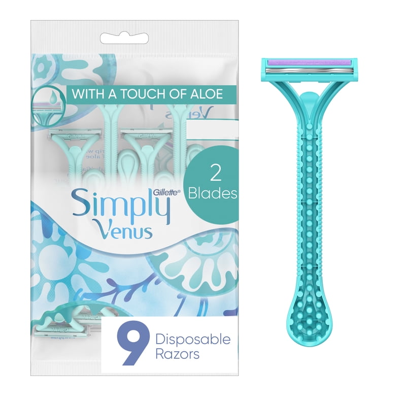 Disposable Razor Set for Women - 2 Blades, Aloe Lubrastrip, Secure Waterdrop Handle