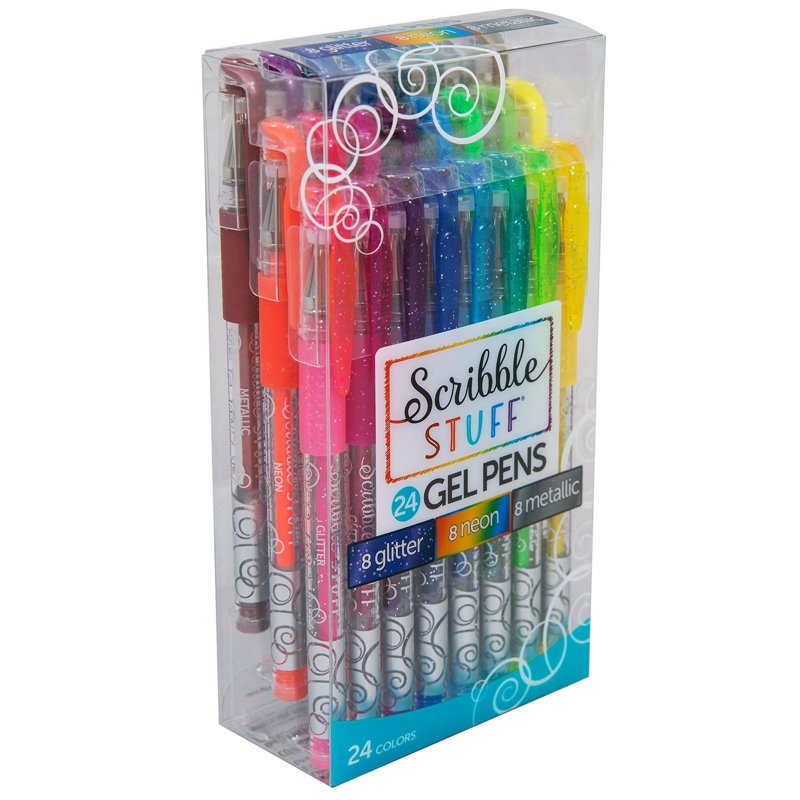 Gel Pens Set 24 Count - Glitter, Neon & Metallic Ink for Journaling & Art