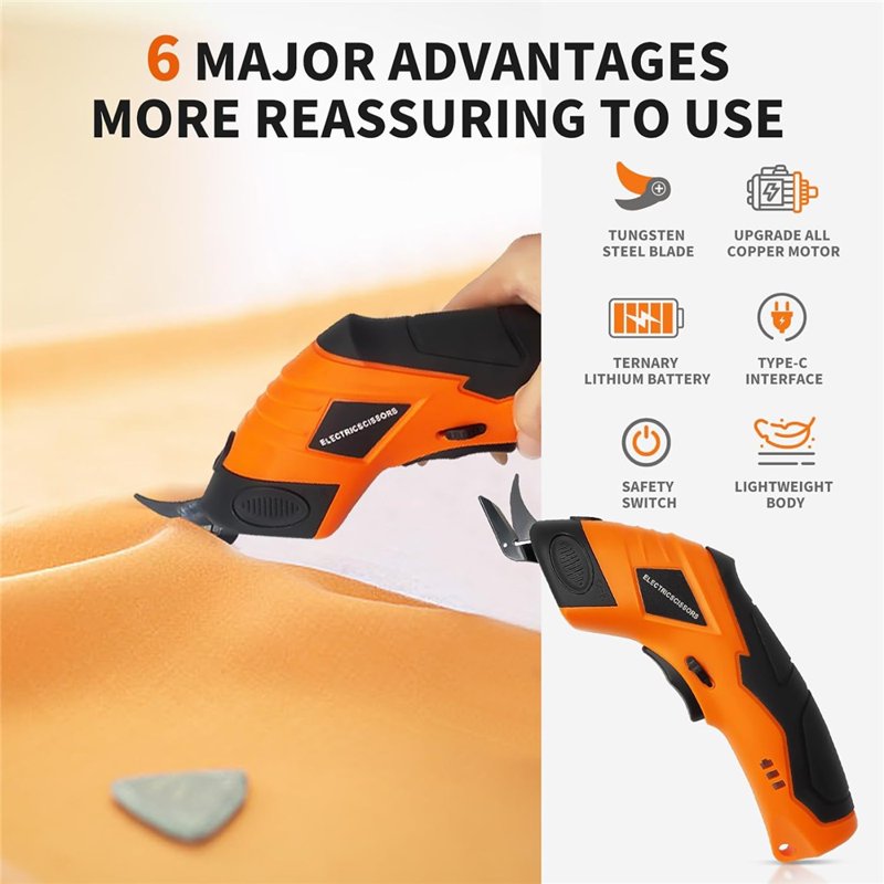 Cordless Electric Scissors for Crafts & Home Projects - Dual Blades Included