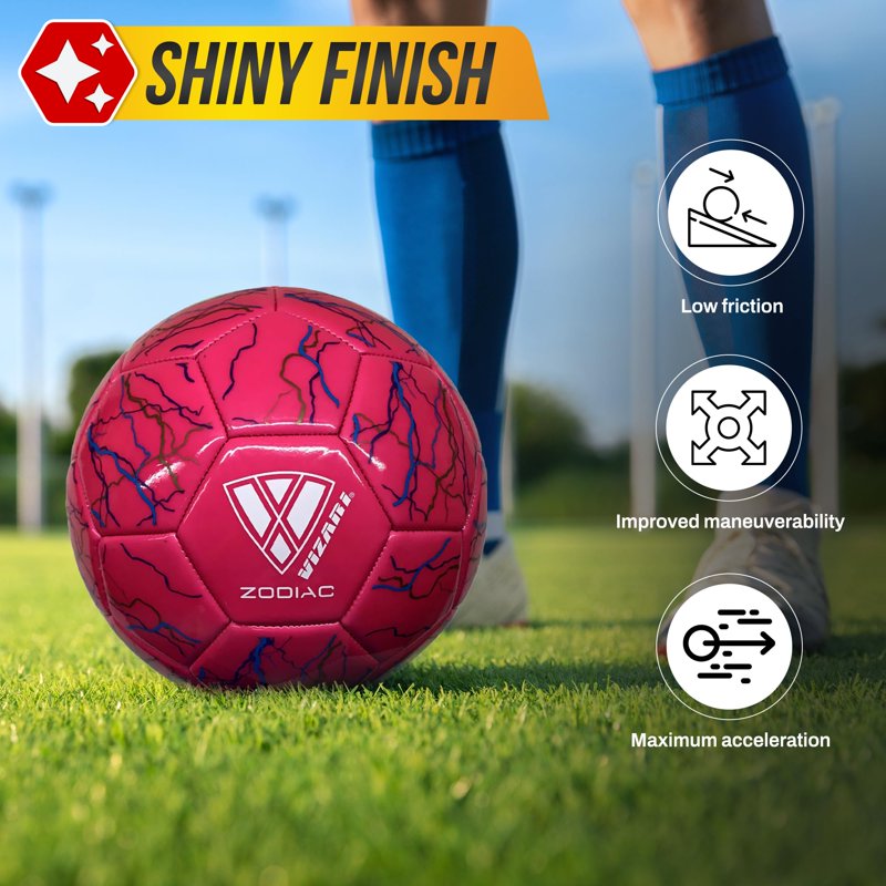 Vizari Zodiac Soccer Ball - Size 4, Pink - Durable Waterproof Synthetic Leather