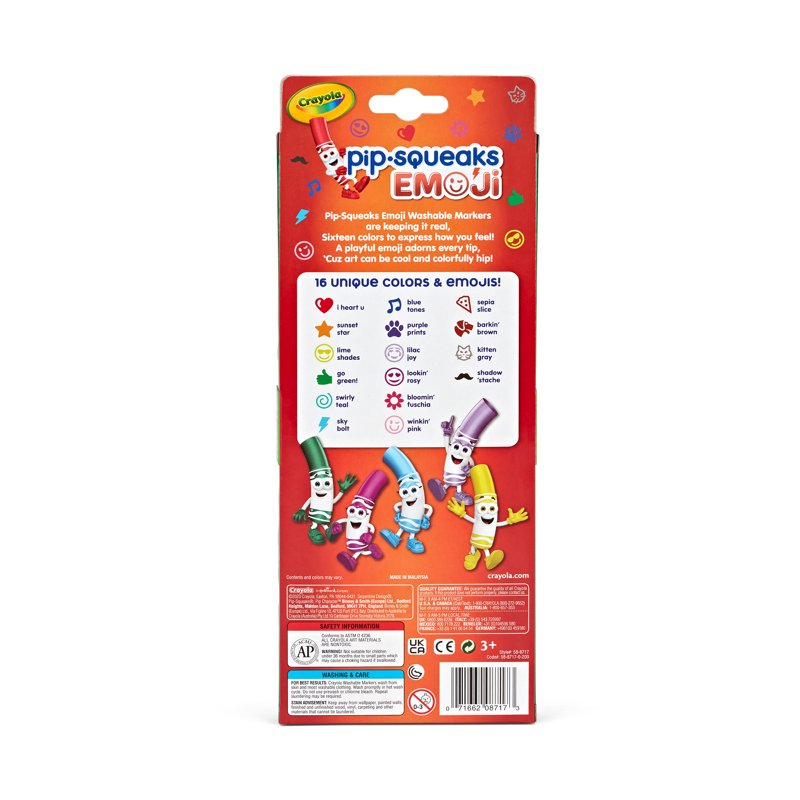 Emoji Stamp Washable Markers Set - 16 Vibrant Colors for Kids & Crafts