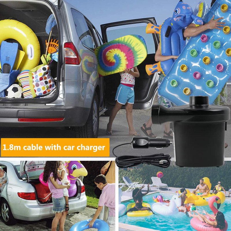 Electric Air Pump with 3 Nozzles Portable Inflator for Air Mattress, Pool Toys