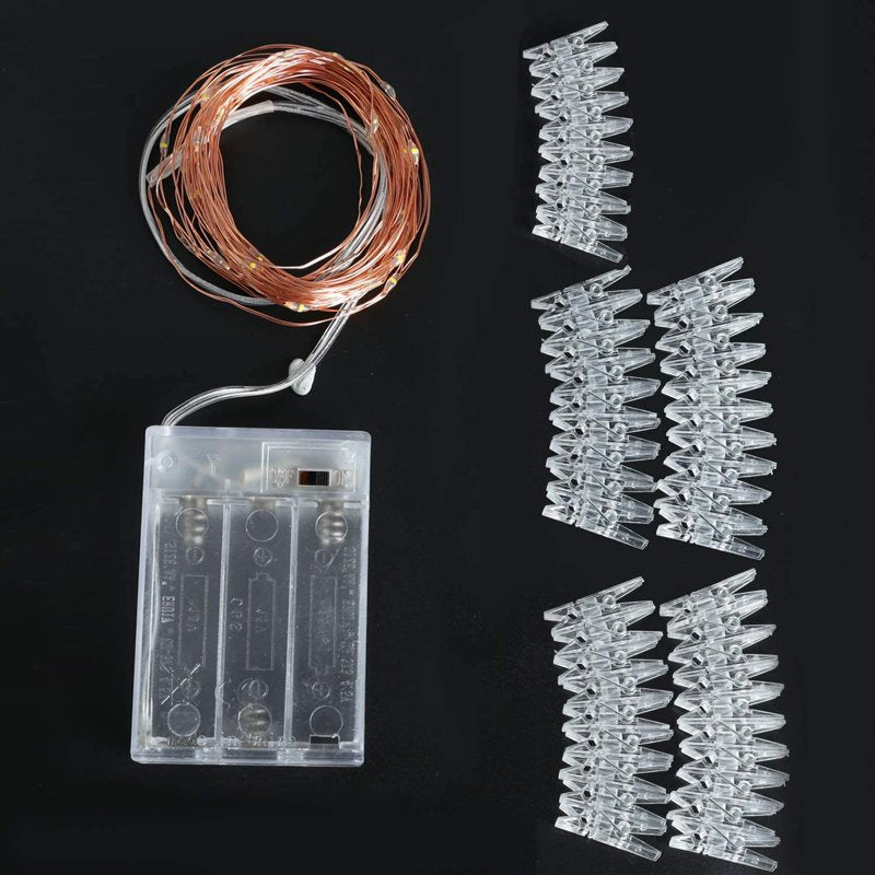 2-Pack 50 LED Photo Clip String Lights - 33Ft Warm White USB Decor