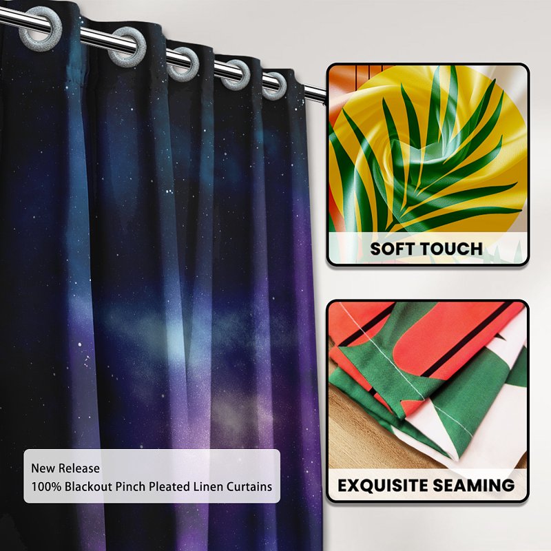 Galaxy Space Nebula Doorway Curtain Room Divider - Foldable Polyester Privacy Screen