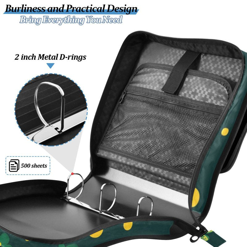 Waterproof 3-Ring Zipper Binder with Shoulder Strap, Holds 500 Sheets