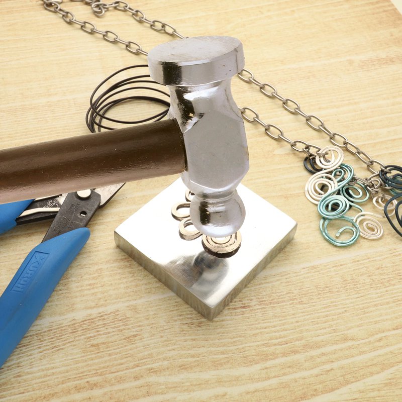 Jewelry Making Chasing Hammer & Steel Bench Block Set - Metalworking Tools