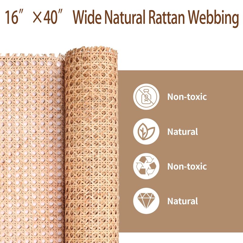16-Inch Cane Webbing Roll for Furniture Repair and DIY Projects - Versatile Rattan Material