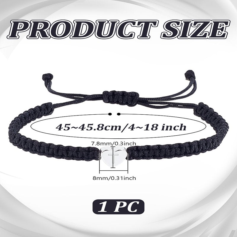 Adjustable Nylon Cord Bracelet for Women Men with Heart Letter T Pendant - Lead-Free Nickel-Free