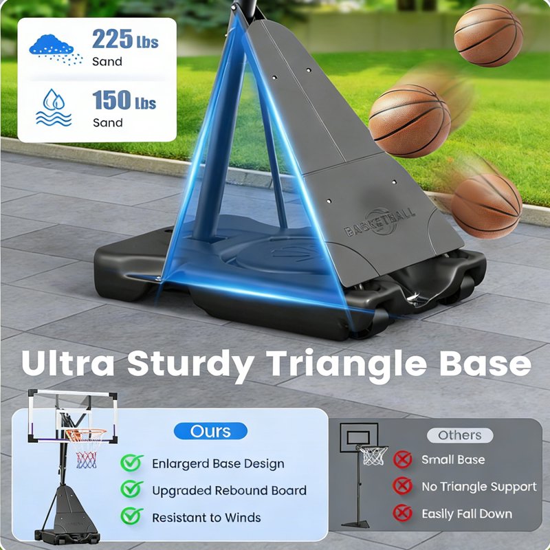 Portable Adjustable Basketball Hoop 48 Inch Backboard for Kids Teens Adults