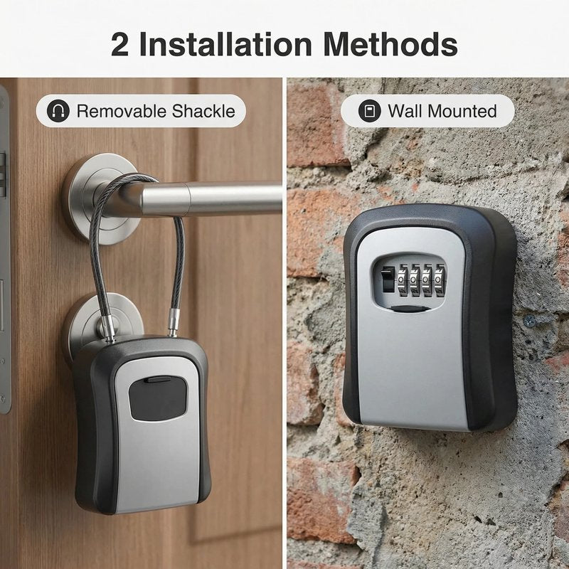 Portable Wall-Mounted Key Lock Box with Code, Secure Home & Office Storage