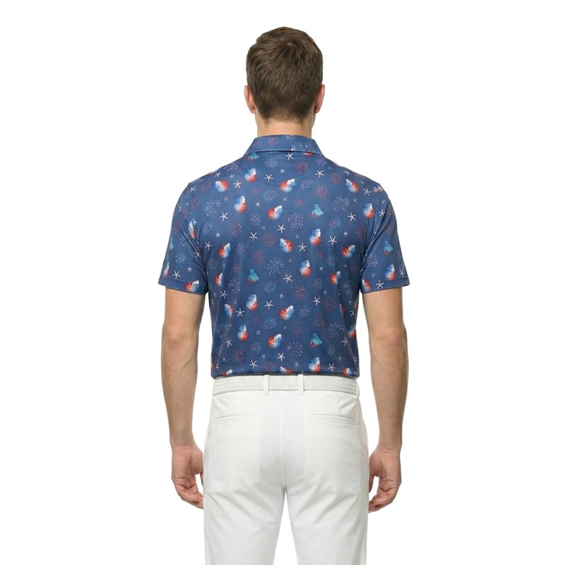 Surf the Web Blue 76, 2XL - Birdie Bound Men's Fourth of July America 250 Duckie Polo Shirt
