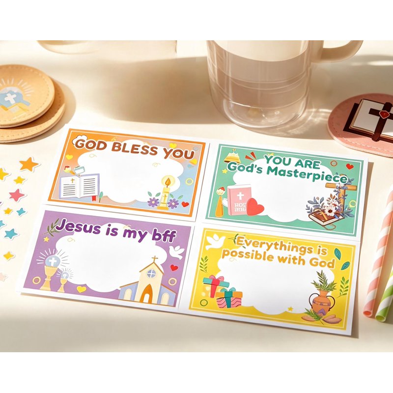 Bible Verse Name Tag Stickers - Christian Religious Labels for School & Crafts