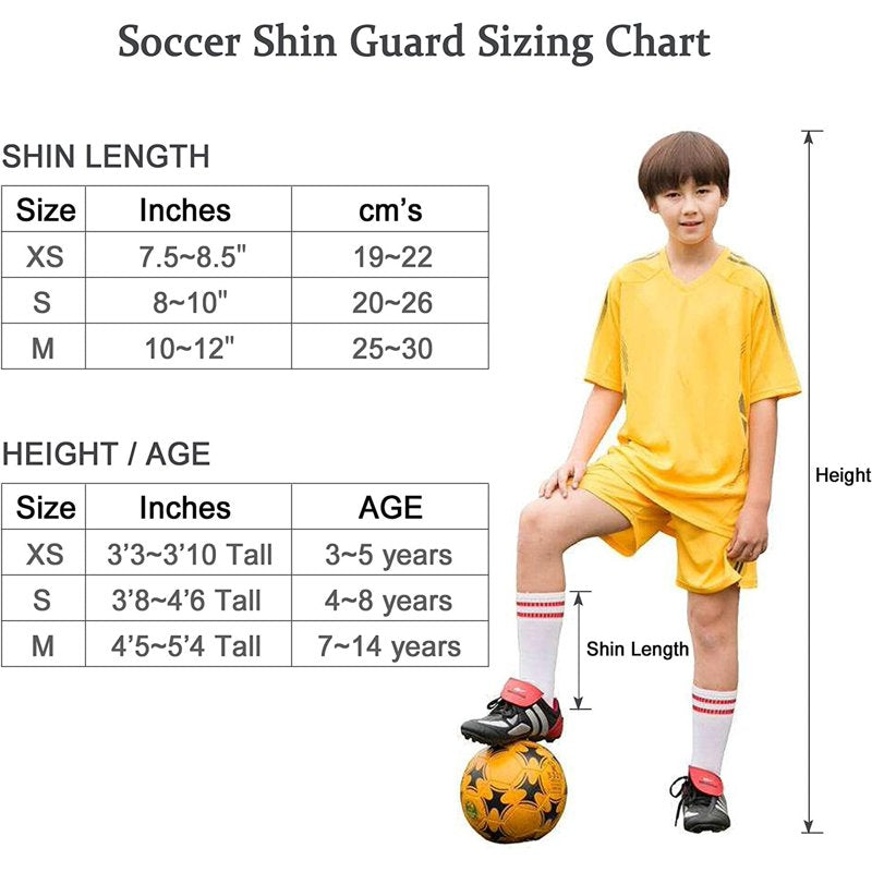 TAGVO Kids Soccer Shin Guards L Black with Ankle Protection