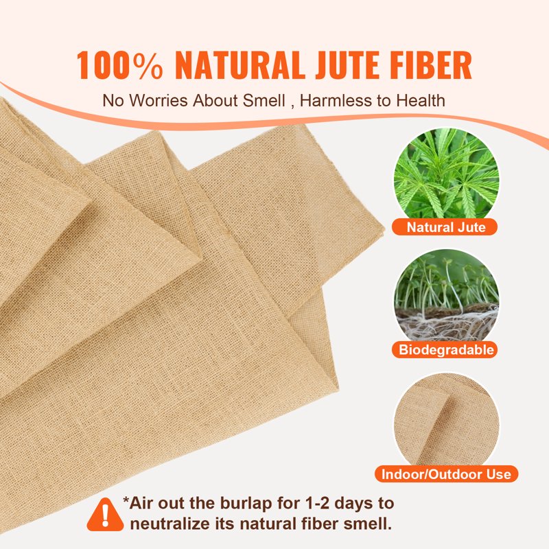 Natural Burlap Roll - 14 x 30 ft & 50 x 50 High Density for DIY Decor Weddings Gardening