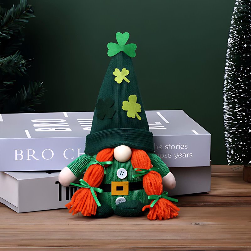 St Patrick's Day Gnome Decorations - Handcrafted Irish Lucky Leprechaun Figurines for Home & Party