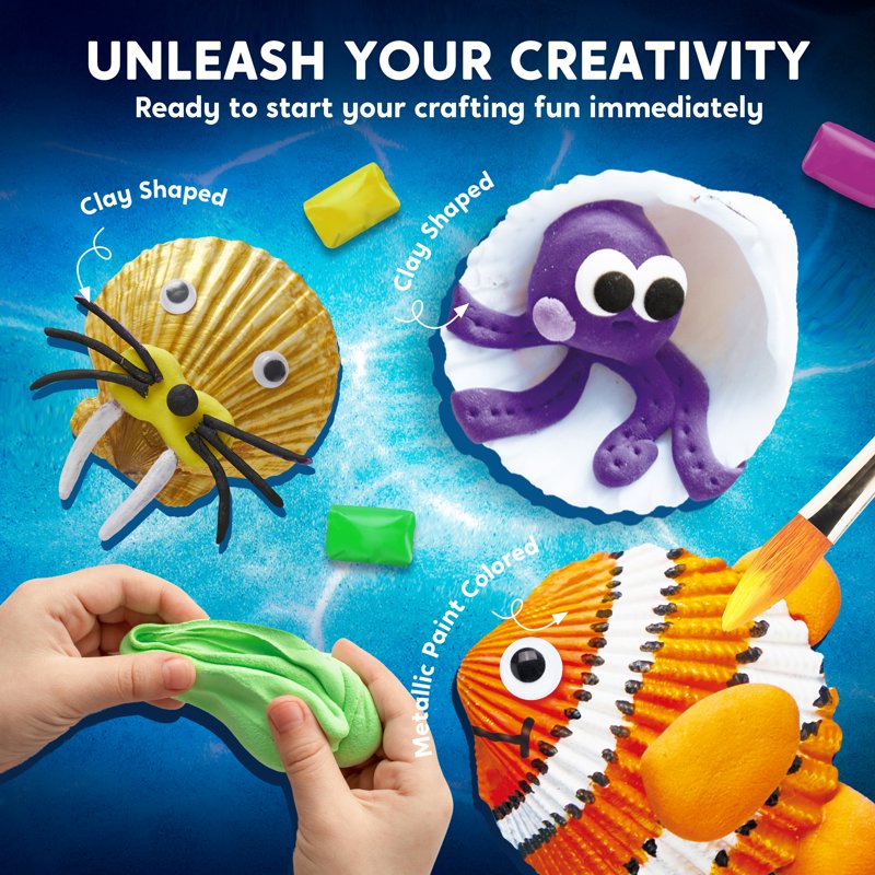 Glow in the Dark Sea Shell Painting Kit for Kids - Creative Art Set for Ages 4-12