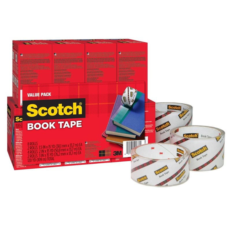 Scotch Book Repair Tape Value Pack - Clear, Multi-Size Rolls for Books and Paper