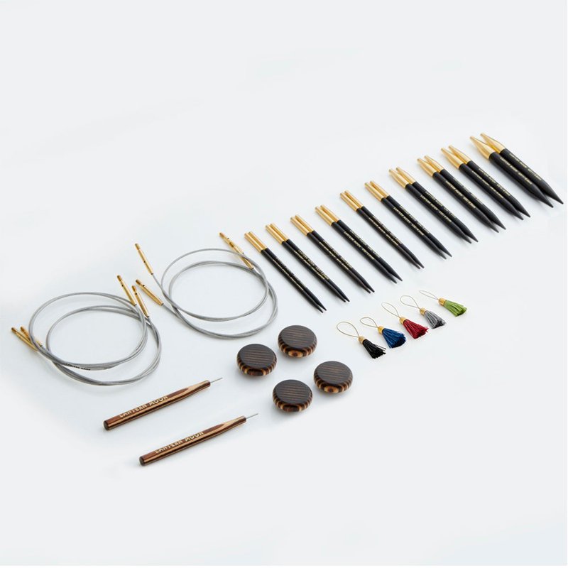 Interchangeable Knitting Needle Set 5 Inch with Ebony Tips and Brass Connectors