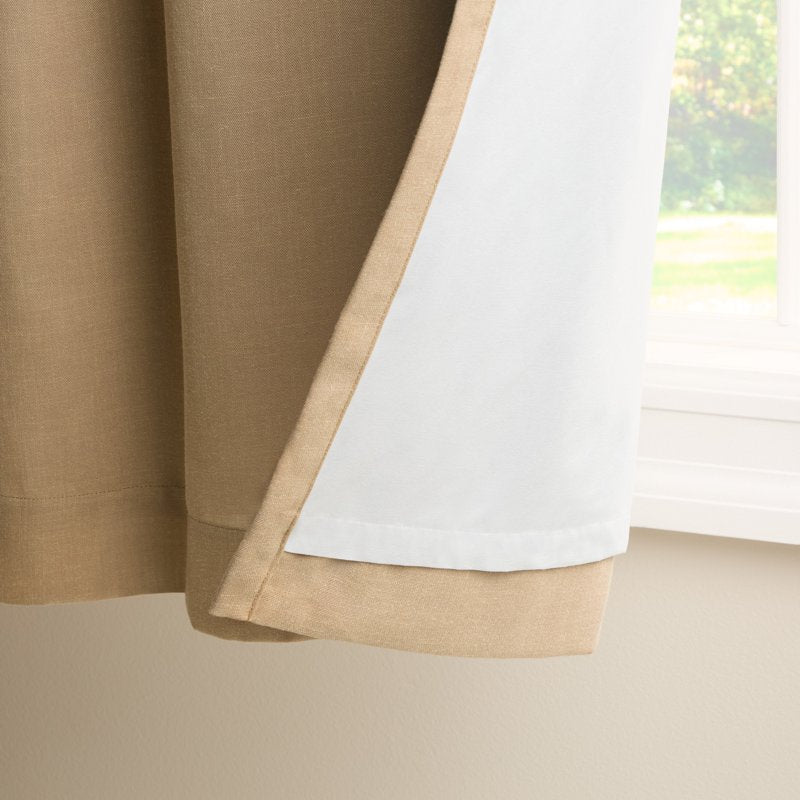 Indoor Blackout Linen Textured Curtains Set - Energy Efficient, 2-Pack