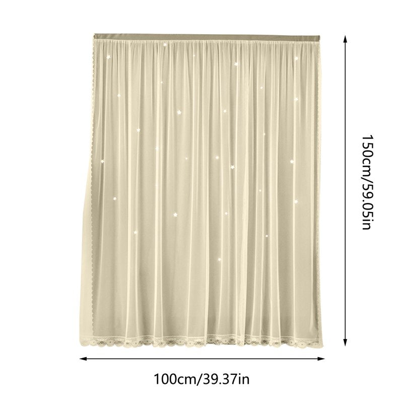 Blackout Star Curtains for Bedroom and Kids Room with Sheer Overlay